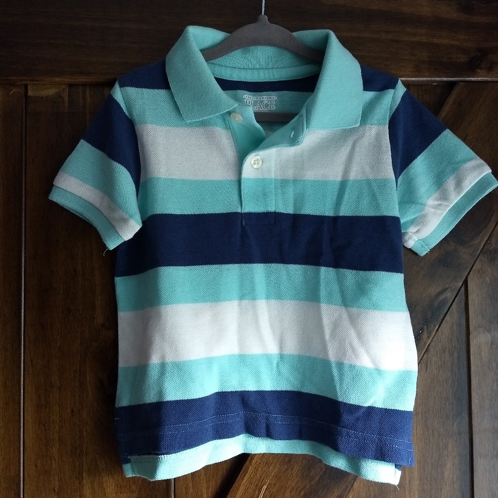 Blue and White Striped Polo Shirt, 18-24 Months
